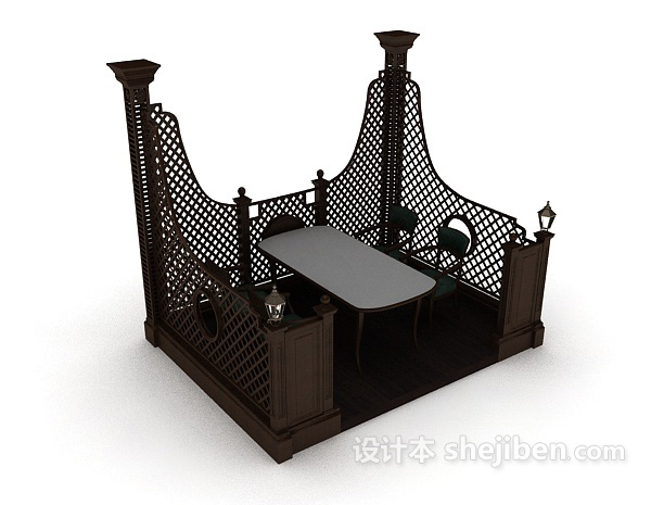 欧式茶室休闲桌椅3d模型下载
