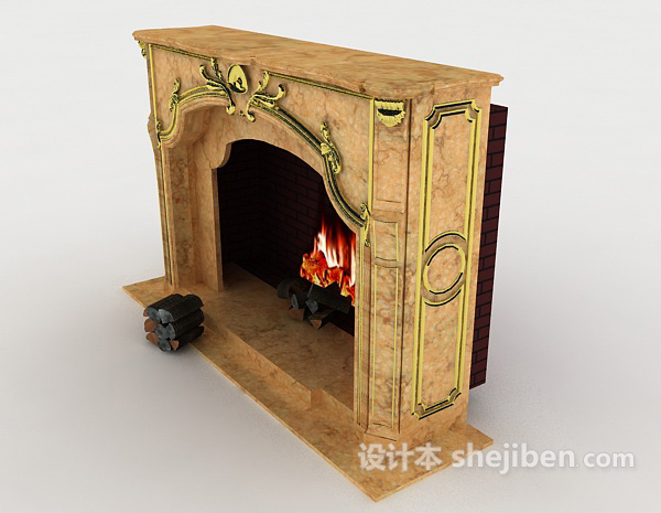 设计本欧式家庭壁炉3d模型下载