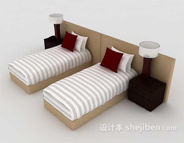 设计本简约单人床3d模型下载