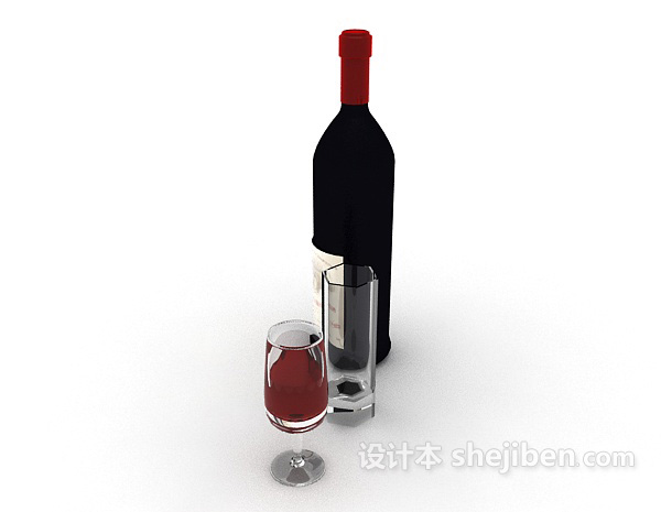 免费红酒、玻璃杯3d模型下载
