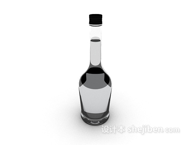 现代风格空玻璃酒瓶3d模型下载