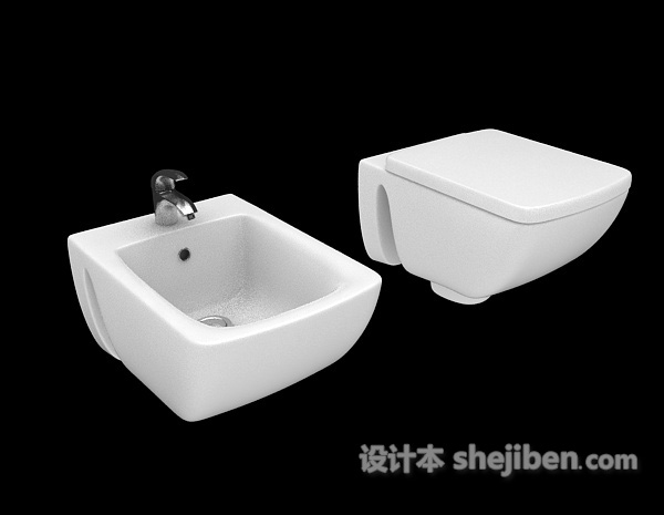 白色厕所清洁池3d模型下载