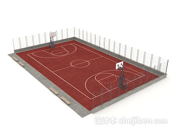 室外篮球场3d模型下载