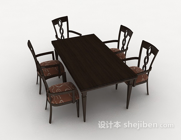 免费新古典风格桌椅组合3d模型下载