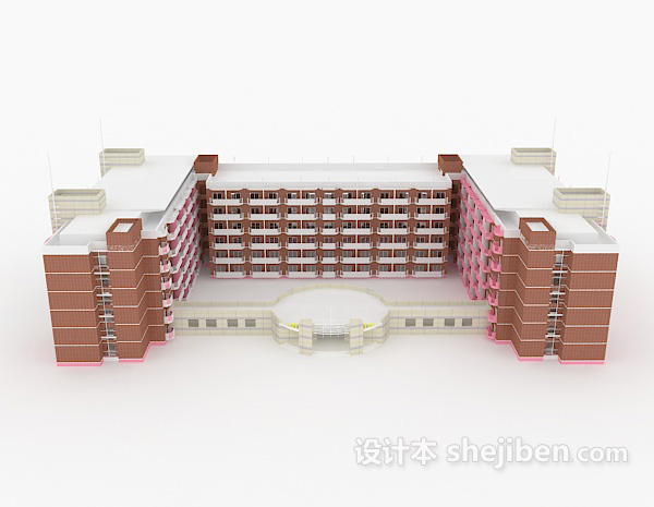 现代风格学校建筑3d模型下载