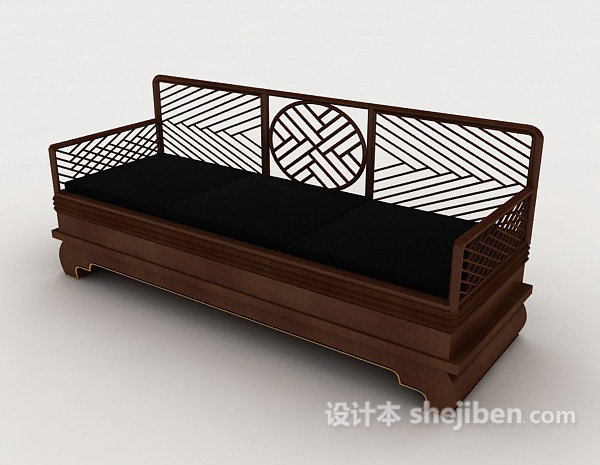 传统中式双人沙发3d模型下载