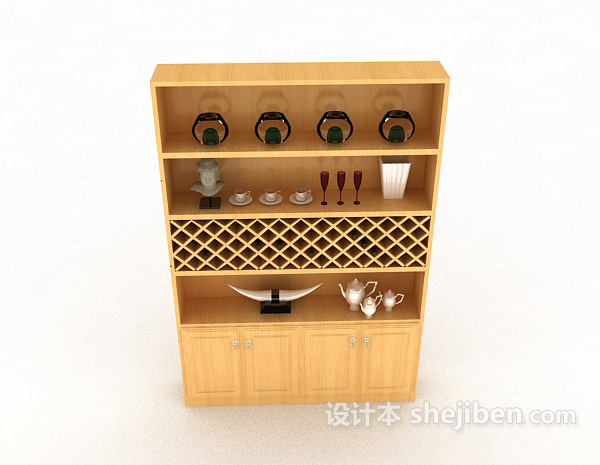 现代风格简约家居实木展示柜3d模型下载