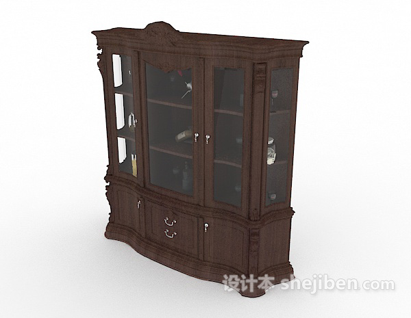 设计本欧式实木家居展示柜3d模型下载