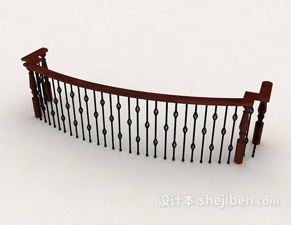 免费弧形实木栏杆3d模型下载