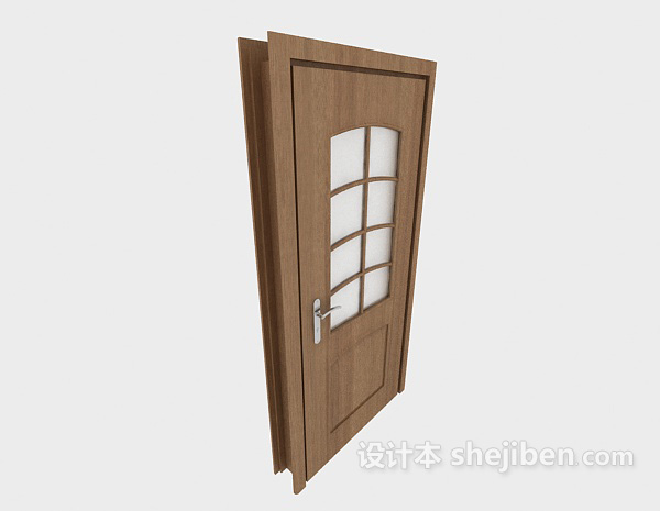 设计本简约风格实木房门3d模型下载