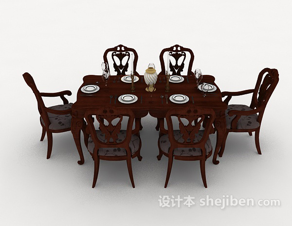 欧式风格红木欧式餐桌3d模型下载