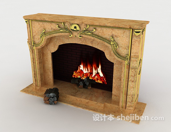 免费欧式家庭壁炉3d模型下载