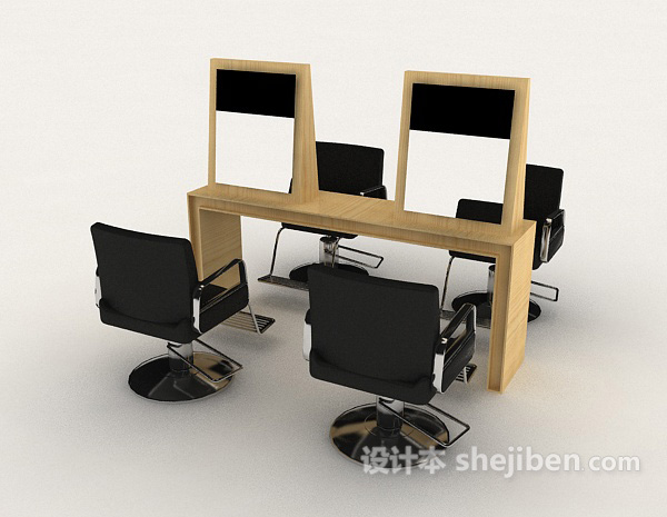 免费理发店铺桌椅组合3d模型下载