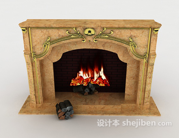 欧式风格欧式家庭壁炉3d模型下载