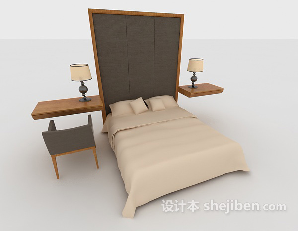 免费现代简约家居床3d模型下载
