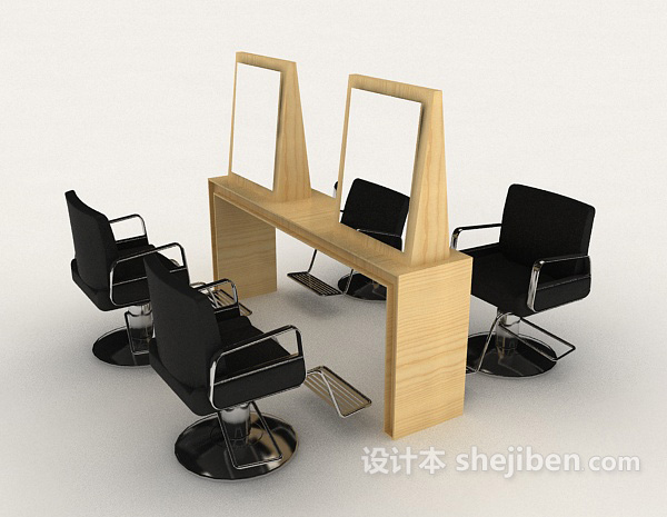 设计本理发店铺桌椅组合3d模型下载