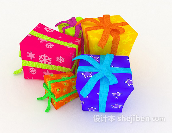 设计本多彩礼物盒3d模型下载