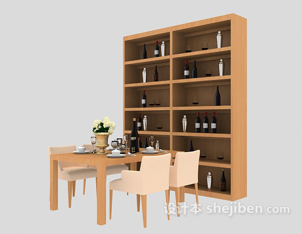 设计本家居展示柜、餐桌3d模型下载