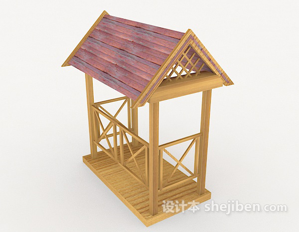设计本实木休息亭3d模型下载