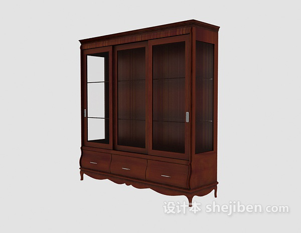 设计本棕色欧式衣柜3d模型下载
