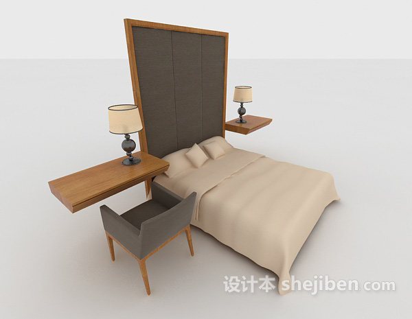 设计本现代简约家居床3d模型下载