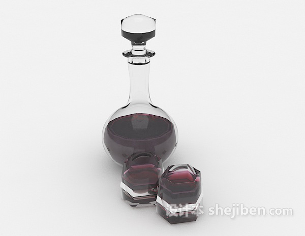 设计本红酒玻璃瓶3d模型下载