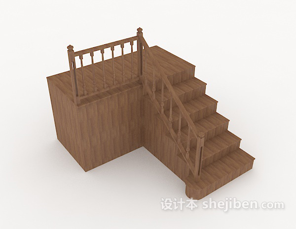 实木家居楼梯3d模型下载