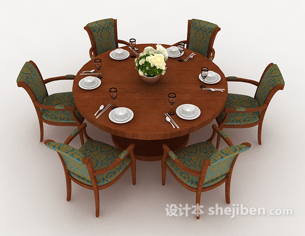 设计本地中海家居桌椅组合3d模型下载