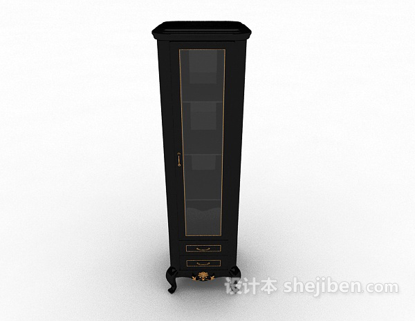 欧式风格欧式黑色展示柜3d模型下载