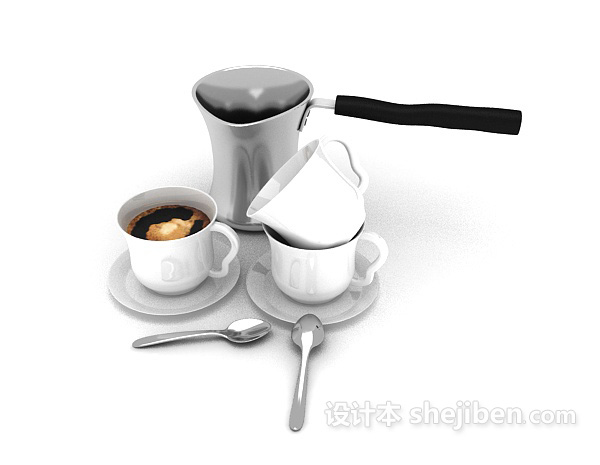 现代风格咖啡制作杯碟3d模型下载