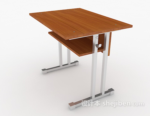 设计本学校单人书桌3d模型下载