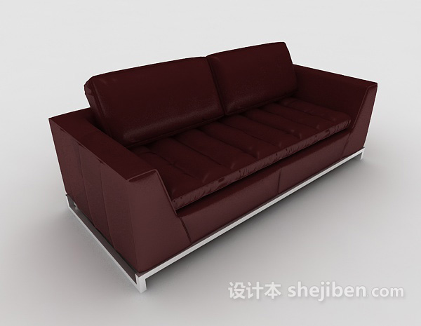 红色皮质双人沙发3d模型下载