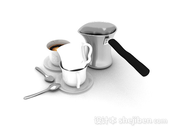 设计本咖啡制作杯碟3d模型下载