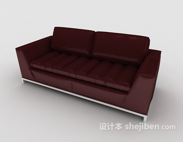 现代风格红色皮质双人沙发3d模型下载