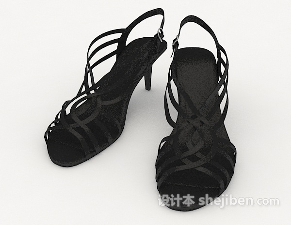现代风格女士细跟凉鞋3d模型下载