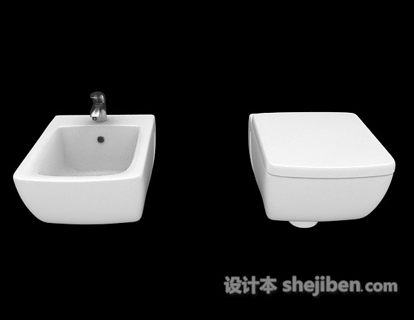 现代风格白色厕所清洁池3d模型下载
