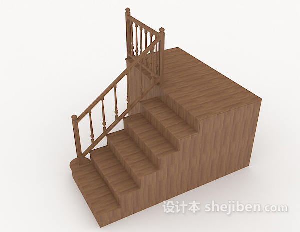 免费实木家居楼梯3d模型下载