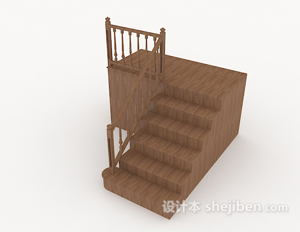 现代风格实木家居楼梯3d模型下载