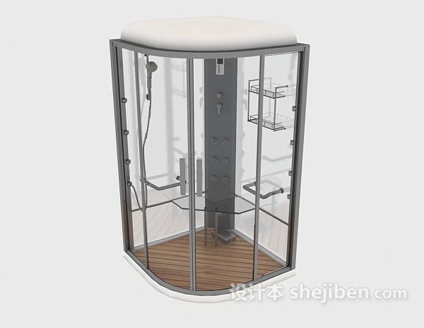 现代风格独立玻璃浴室3d模型下载