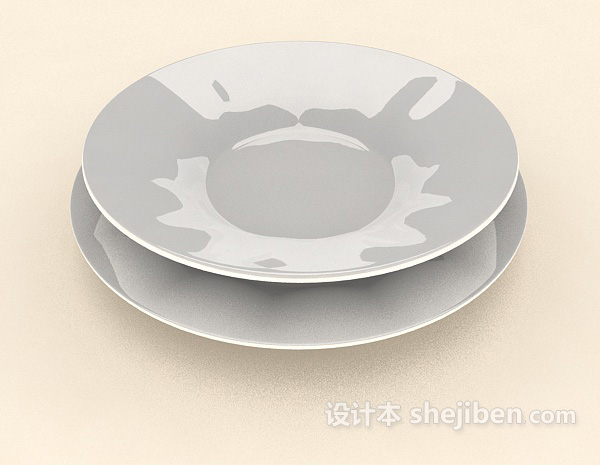 免费厨房白色碗碟3d模型下载