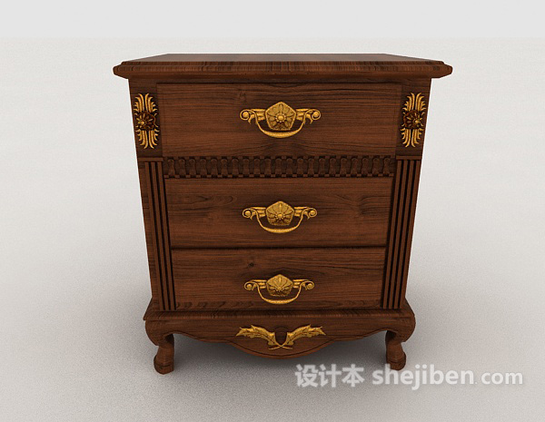 欧式风格欧式古典床头柜3d模型下载