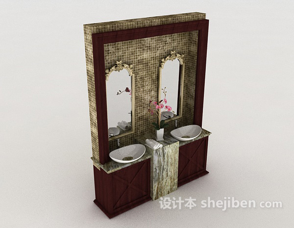 厕所卫浴镜3d模型下载