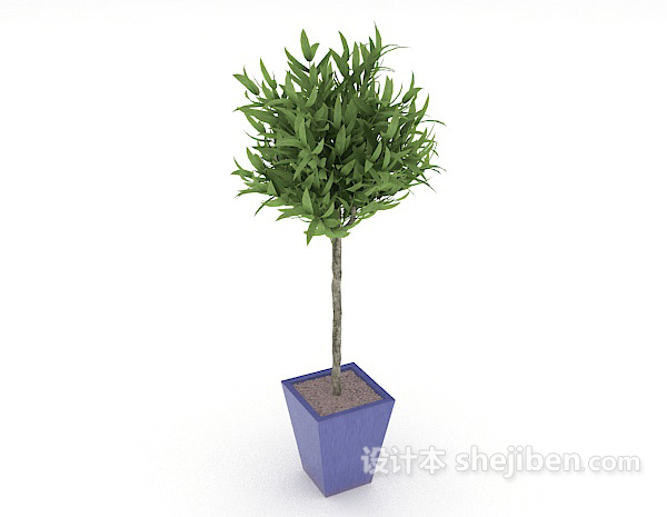 现代风格绿色简单盆栽3d模型下载