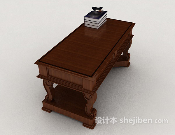 设计本欧式高档实木书桌3d模型下载