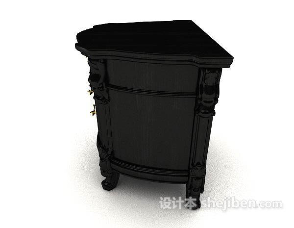 设计本黑色欧式床头柜3d模型下载