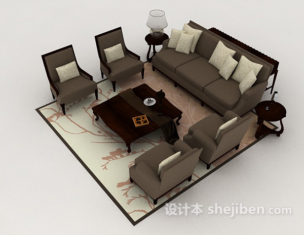 设计本新古典风情组合沙发3d模型下载