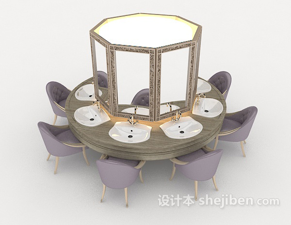 设计本美容院化妆桌椅3d模型下载