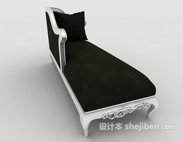 免费欧式黑色休闲沙发3d模型下载