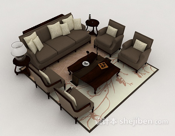 新古典风情组合沙发3d模型下载