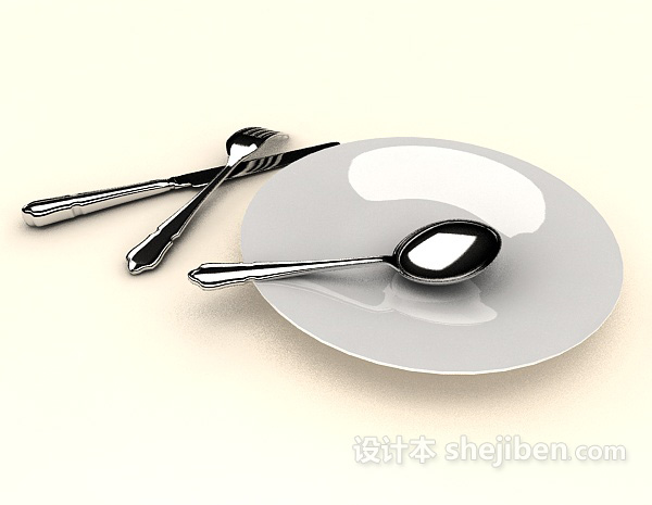 餐具碟勺3d模型下载